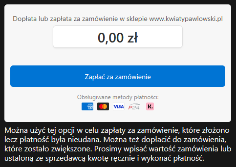 Doplata zaplata za zamowienie
